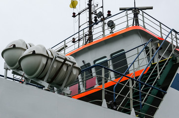 LIFE RAFTS ON THE SHIP - Captain bridge, navigation and rescue equipment on deck © Wojciech Wrzesień