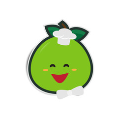 Fototapeta premium Cartoon Grapefruit chef paper with shadow