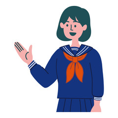 学生　女の子　セーラー服　説明