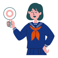 学生　女の子　セーラー服　マルバツ