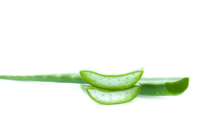 Slice Aloe Vera isolated on white background