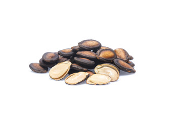 dry watermelon seed on white background