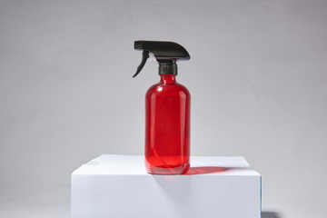 Portable glass bottles of various shapes and colors can hold essential oil, massage oil or...