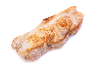 roasted pork slices isolated on white background