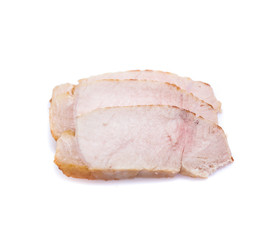 roasted pork slices isolated on white background