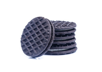 Chocolate Sandwich cracker on white background