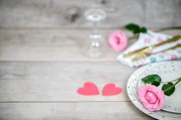 Dinner table decoration for Valentines day