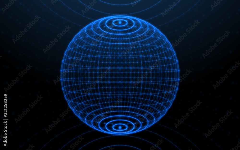 Poster digital lines connect background.blue sphere technology element