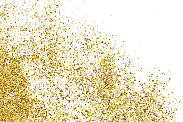 Gold Glitter Texture Isolated On White. Amber Particles Color. Celebratory Background. Golden Explosion Of Confetti. Vector Illustration, Eps 10.
