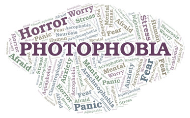 Photophobia word cloud.