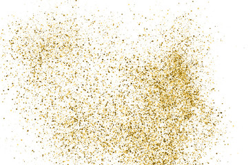 Gold Glitter Texture Isolated On White. Amber Particles Color. Celebratory Background. Golden Explosion Of Confetti. Vector Illustration, Eps 10.