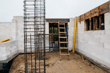reinforcing steel at the construction site