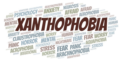 Xanthophobia word cloud.