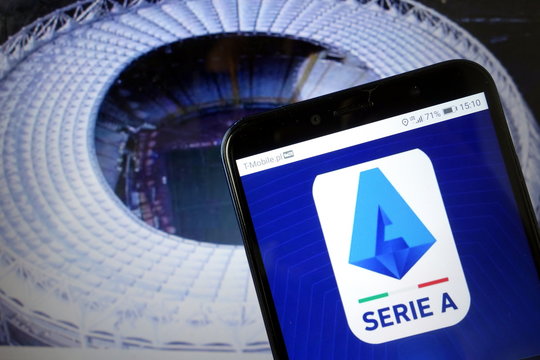 KONSKIE, POLAND - January 11, 2020: Serie A Logo On Mobile Phone