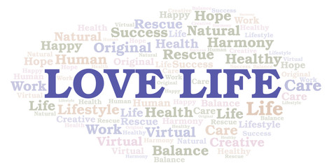 Fototapeta premium Love Life word cloud.