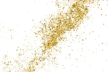 Gold Glitter Texture Isolated On White. Amber Particles Color. Celebratory Background. Golden Explosion Of Confetti. Vector Illustration, Eps 10.
