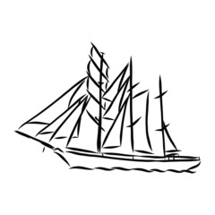 sailing yacht, icon vector sketch illustration