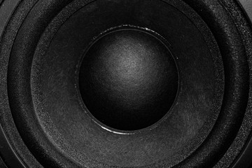 Closeup of black Subwoofer speaker
