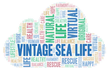 Fototapeta premium Vintage Sea Life word cloud.