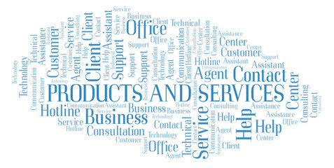 Fototapeta premium Products And Services word cloud.