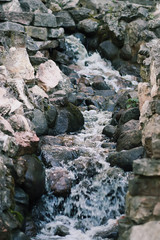 Flowing water on Bastion hill in Riga, Latvia, East Europe