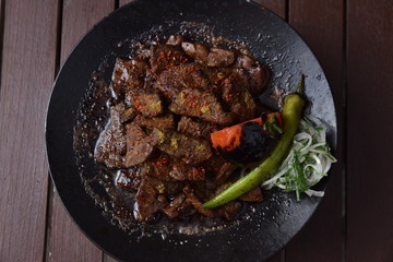 delicious beef liver roasted on hair