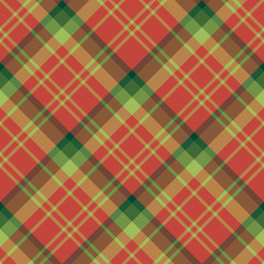 Seamless pattern in light and dark green and bright red colors for plaid, fabric, textile, clothes, tablecloth and other things. Vector image. 2