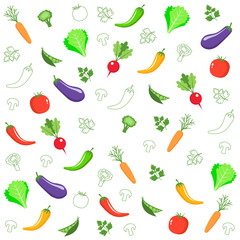 Assorted background of various vegetables.