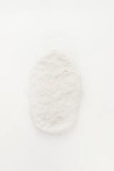 Baking cereal bread a Step by step guide to bake cereal bread,  top view on a white board, dough is spread to be executed the folding process