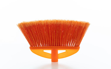 Cleaning floor push broom isolated against white background.
