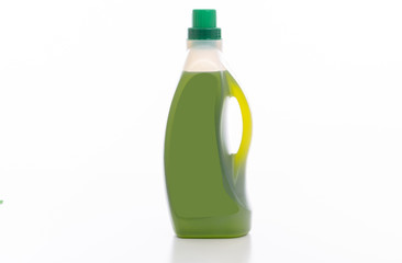 Cleaning detergent container isolated against white background.