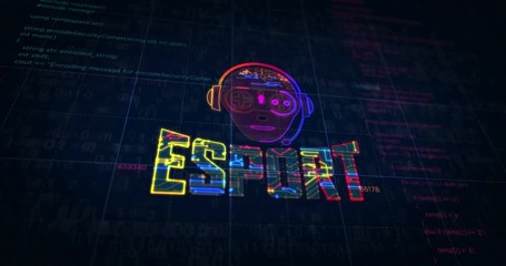 Esport cyber games with gamer symbol project creating. Abstract concept of video gaming tournament and digital sport 3d animation. Drawing digital scheme line of futuristic idea.