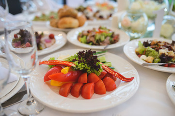 red and green vegetables on plate