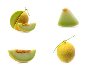 cantaloupe melon isolated on white (Mix, set , collection)