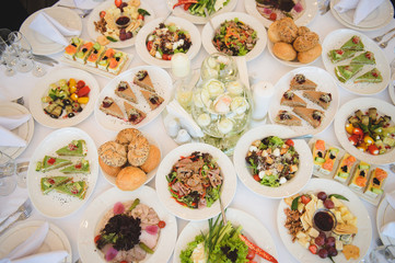 festive table with colorful food