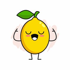 Obraz premium Cartoon of Cute Lemon Character Design, Lemon Icon Illustration Template Vector
