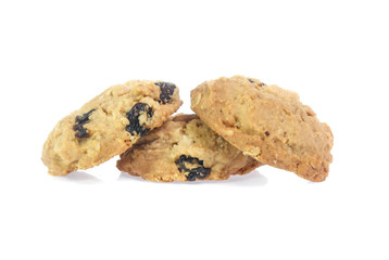 Chocolate chips cookies isolated on white