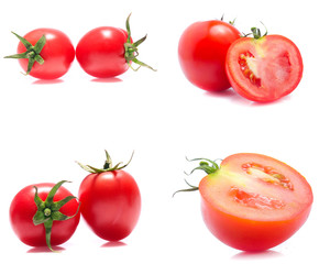 red tomato isolated on white background (Mix, set , collection)