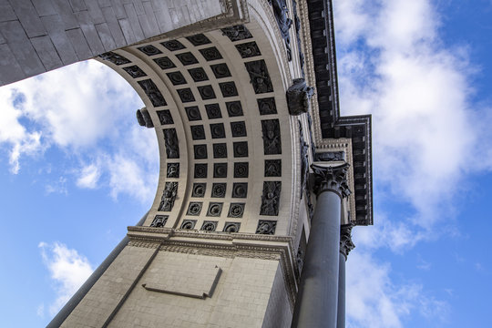 Triumphal Gate on Kutuzov avenue. Built in 1968 by Libson. Moscow, Russia