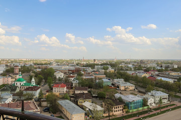 Vologda river, a historical and modern part of the city. Spring. Sunny day.