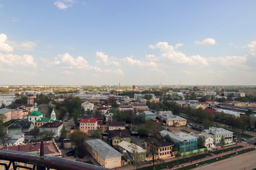 Vologda river, a historical and modern part of the city. Spring. Sunny day.