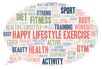 Happy Lifestyle Exercise word cloud.