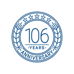 106 years anniversary celebration logo template. Line art vector and illustration.