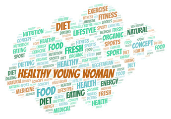 Fototapeta premium Healthy Young Woman word cloud.
