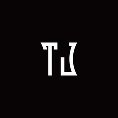 TJ monogram logo with curved side style design template	