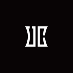 UC monogram logo with curved side style design template	