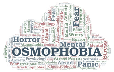 Obraz premium Osmophobia word cloud.