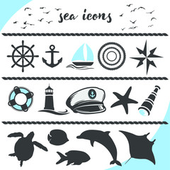 sea icons set