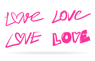 popular hand drawing love text, valentine day