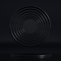 Fototapeta premium Elegant metal background with pedestal, podium and studio. 3d illustration, 3d rendering.